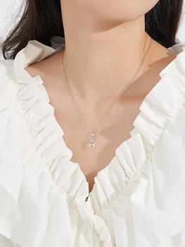 LEKANI Femei Argint 925 Pandantiv Coliere in Forma de Picatura de Culoare Austria Cristal Si Cubic Zirconia Colier de Nunta