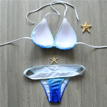 2019 Gradient Albastru Set De Bikini Biquinis Două Piese De Costume De Baie Bikini Brazilian Push-Up Costum De Inot Femei Șir De Costume De Baie Plavky