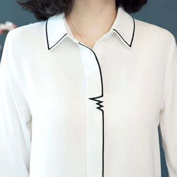 Primavara Toamna Lady Cămăși Albe, Marimea S-2XL Maneca Lunga Stil Patchwork Munca de Birou de Proiectare Femei Casual Șifon Bluze DD2354