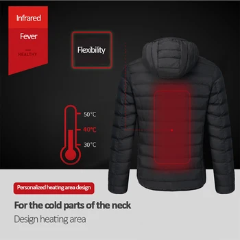2018 Noi Ourdoor Încălzire Electrică Jachete Bărbați Femei din puf si Pene de Bumbac Încălzit Haine de Iarna Termic Cald cu Gluga Îmbrăcăminte L-4XL