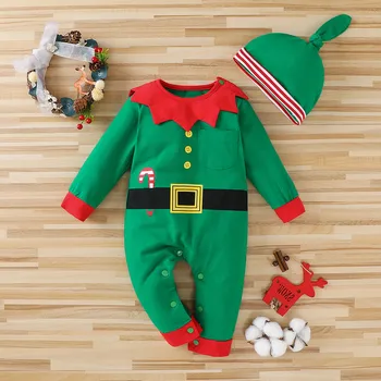Haine De Crăciun Salopetă Pentru Copii Boy Fata De Copii Romper Pălărie Capac Set Mos Craciun Pentru Copii Costum De Craciun-Cadou Nou-Născut De Anul Nou Haine