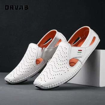 Pantofi De Vara Barbati 2020 Moda Split Din Piele Respirabil Barbati Pantofi Casual Alb Negru Designer Adidași Plat Mocasin Moale Mocasini