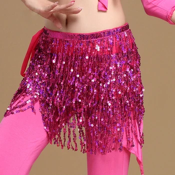 15 Culori Femeile Bellydance Accesorii De Îmbrăcăminte Ciucure Curele 4 Randuri De Benzi Burtă De Dans Hip Eșarfă Paiete Centura Dreptunghi