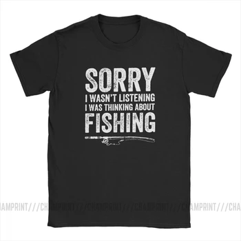 Gândire Despre Pescuit Pescar T Camasa Barbati Amuzant Fisher Citat Imprimate Topuri Cu Maneci Scurte Tricouri Oana Gât Bumbac Tees