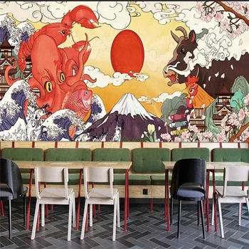 Japoneză Ukiyo-e Funcționează Bucătăria Magazin Sushi Restaurant Hârtie de Perete Sunwind Homestay Industriale Decor de Fundal Murale 3D Tapet