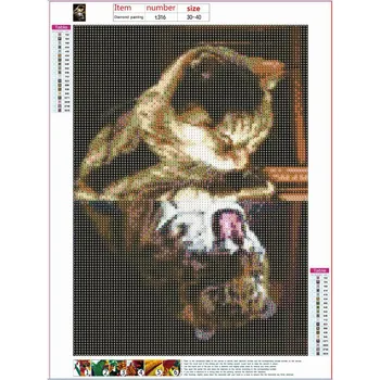 Diamant Broderie Cat de Reflecție Animale DIY 5D Diamant Pictura cruciulițe Pătrat Complet Exerciții Pietre Pictura Imagine