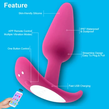 Long Distance Control Vibrator Bluetooth APP Dop de Fund de Control de la Distanță Anal Plug Prostata Masaj Pizde Sex Toy Adult Sex Produs