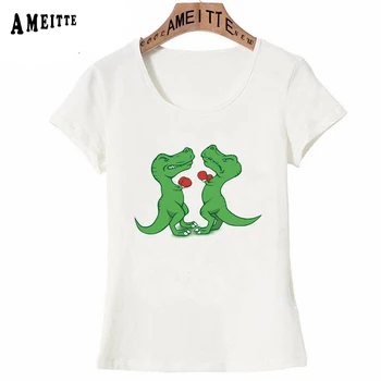 Stil simplu Tricou Femei Ceai T-Rex Imprimate T-shirt Fată Drăguță Topuri Casual Amuzant Desene animate de Proiectare Ameitte Femei Tees