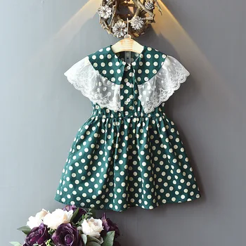 Vara Noi De Rochii De Moda American Doll Dantela Guler Polka Dot Printesa Rochie De Petrecere Copii Copii Copii Haine Fete