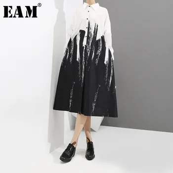 [MEM] pentru Femei Imprimeuri Split Comun Timp de Mare Dimensiune Bluza Noua Rever Maneca Lunga Tricou Vrac se Potrivi de Moda Valul de Primăvară de Toamnă 2021 1D751