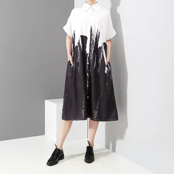 [MEM] pentru Femei Imprimeuri Split Comun Timp de Mare Dimensiune Bluza Noua Rever Maneca Lunga Tricou Vrac se Potrivi de Moda Valul de Primăvară de Toamnă 2021 1D751