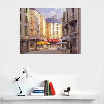 Vintage Oraș European Străzile Panza Tablou Peisaj Nostalgic Postere De Perete Camera De Zi Art Decor Acasă Imagine De Imprimare