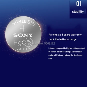20buc Original Sony baterie de Ceas 337 SR416SW Oxid de Argint 1.55 V baterie buton pentru Ceas de jucărie Electrică LED-uri pentru Căști