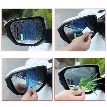 4 buc Oglinda Retrovizoare Auto Impermeabil Film 16*20 cm strat Hidrofob Transparent Cu Racleta Spray de Lungă durată, Durabil