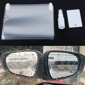 4 buc Oglinda Retrovizoare Auto Impermeabil Film 16*20 cm strat Hidrofob Transparent Cu Racleta Spray de Lungă durată, Durabil