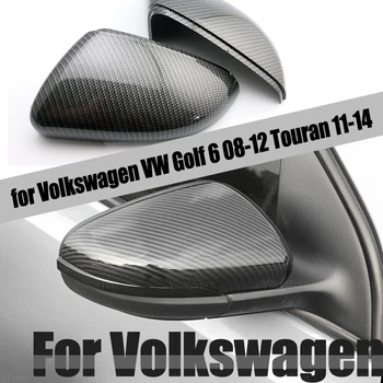 2 buc Masina de Styling Modificat Coajă de Fibre de Carbon Model pentru Volkswagen VW Golf 6 2008-2012 Touran 2011-Oglindă Laterală capac de Acoperire