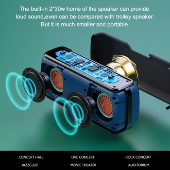 60W anti-drop bluetooth rezistent la apa portabil coloana bas difuzor subwoofer bass super USB/TF card centru de muzică bar de sunet