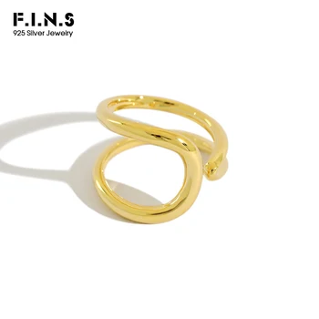 F. I. N. S-coreean S925 Argint Inel INS Minimalist, Linii Duble Deschidere Buna de sex Feminin Ring-tonuri Stratificat Inele
