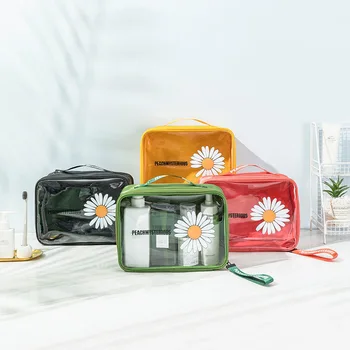 De înaltă Calitate Mic daisy transparent sac de cosmetice hotselling mare capacitate de călătorie portabil, impermeabil, articole de toaletă sac sac de depozitare