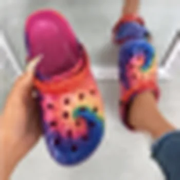 Noi de Vara Femei Spray de Culoare Platforma Grădină Sandale de Desene animate de Fructe Papuci Aluneca pe Fata de Plaja Pantofi de Moda Slide-uri în aer liber