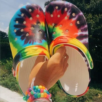 Noi de Vara Femei Spray de Culoare Platforma Grădină Sandale de Desene animate de Fructe Papuci Aluneca pe Fata de Plaja Pantofi de Moda Slide-uri în aer liber