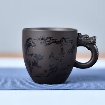 Stil Chinezesc Nisip Violet Ceașcă De Ceai Eticheta Ceașcă De Uz Casnic Bol De Ceramică Lucrate Manual Compania Cadou Personalizat Set De Ceai Mici Cani Ceramice