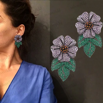 Missvikki Noul Superb de Bijuterii de Lux de Mare Pandantiv Floare Cercei pentru Femei Nobile Mireasa Nunta boucle d'oreille femme 2020