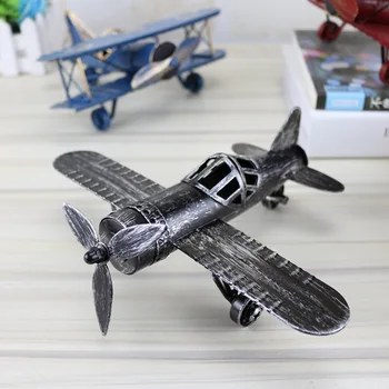 Creative Home Decor De Obiecte De Artizanat Ornamente Miniaturale Modele Retro Biplan Metal Modele De Aeronave Avion Model De Jucării Pentru Copii