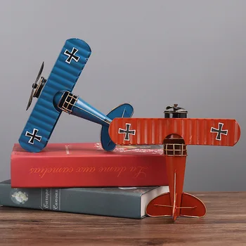 Creative Home Decor De Obiecte De Artizanat Ornamente Miniaturale Modele Retro Biplan Metal Modele De Aeronave Avion Model De Jucării Pentru Copii