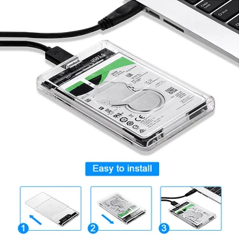 CHIPAL 2.5 inch Transparent USB3.0 pentru HDD Sata 3.0 Cazul SSD Cutie Instrument Gratuit 5 Gbps Suport 2TB Protocolul UASP Hard Disk Cabina