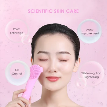 Perie De Curățare Faciale Electric Cu Ultrasunete Dublu Față De Silicon Se Ocupe De Fata Masaj Profund Porii De Curățare A Feței De Spălat Instrumente