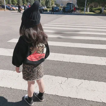 Stil Coreean Grupa De Copii Fata De Îmbrăcăminte Set Primavara Toamna Pentru Copii Haine Cu Maneci Lungi Desene Animate Topuri Cu Imprimeu De Leopard Fusta