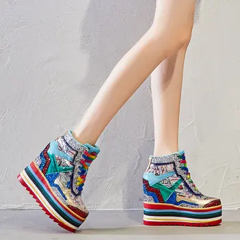 2020 Femei pantofi de toamna de pantofi noi noua moda high-top pantofi cozonac platforma paiete pantofi sport 34