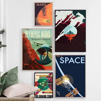 Poster Călătorie în Spațiu Universal Planeta Marte Postere si Printuri Panza Pictura Arta de Perete de Imagine pentru Camera de zi de Decorare Acasă