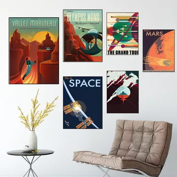 Poster Călătorie în Spațiu Universal Planeta Marte Postere si Printuri Panza Pictura Arta de Perete de Imagine pentru Camera de zi de Decorare Acasă