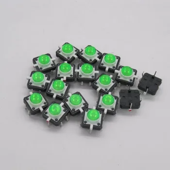20BUC/lot verde 12x12mm Iluminate Tact Buton Comutator comutator cu LED 4 pin reset 12*12mm