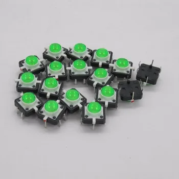 20BUC/lot verde 12x12mm Iluminate Tact Buton Comutator comutator cu LED 4 pin reset 12*12mm