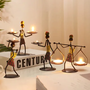 Nordic Metal Sfeșnic Meserii Pentru Decoratiuni Lucrate Manual, Suport De Lumanare Decor Model În Miniatură De Epocă Figurine De Artă Cadouri