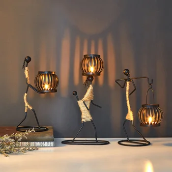 Nordic Metal Sfeșnic Meserii Pentru Decoratiuni Lucrate Manual, Suport De Lumanare Decor Model În Miniatură De Epocă Figurine De Artă Cadouri