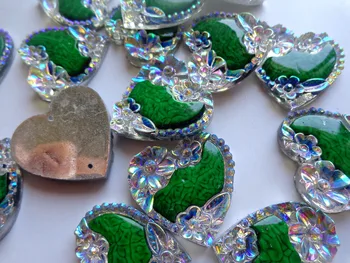 Nou stil de moda coase pe pietre in forma de inima 25*25mm flatback clar AB culoare/culoare verde handsewing bijuterie de cristal 20BUC