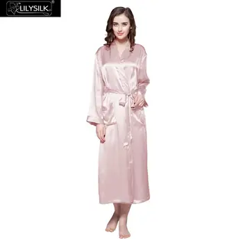 LilySilk 100 Halat de Mătase Sleepwear Kimono de sex Feminin 22 momme Naturale Lung Clasic de Lux pentru Femei Haine de Transport Gratuit
