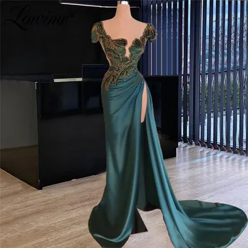 Personalizate Cu Margele Rochii De Seara 2021 Plus Dimensiunea Rochie Lungă Plafonate Mâneci Sirenă Celebritate Rochii De Partid Vestidos Robe