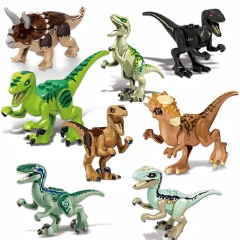 8Pcs Dinozaur Jurassic seria Lumea Animală Velociraptor DIY Accesorii Cifre Blocuri jucarii Pentru Copii Cadouri