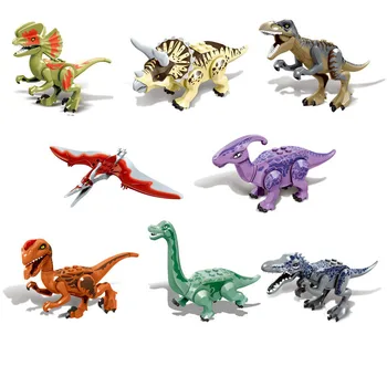 8Pcs Dinozaur Jurassic seria Lumea Animală Velociraptor DIY Accesorii Cifre Blocuri jucarii Pentru Copii Cadouri