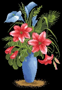 Lily zână cruciulițe pachet vaza de flori seturi aida 18ct 14ct 11ct pânză neagră oameni kit de broderie manual DIY manual