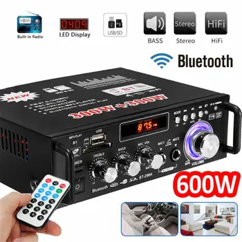 600W Bluetooth Stereo Audio Amplificator Auto Acasă de Muzică HiFi de Control de la Distanță SD, USB, FM AMP 12V/220V Auto Amplificatoare de Sunet HIFI MP3