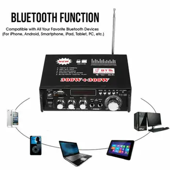 600W Bluetooth Stereo Audio Amplificator Auto Acasă de Muzică HiFi de Control de la Distanță SD, USB, FM AMP 12V/220V Auto Amplificatoare de Sunet HIFI MP3