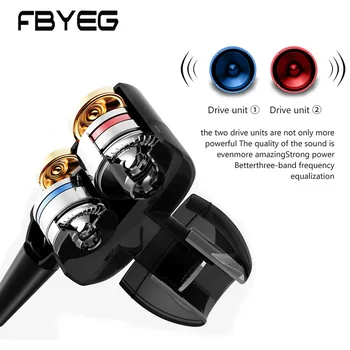 FBYEG Wireless Bluetooth pentru Căști Căști Dual Drive Bass Sport Cască Sweatproof Căști cu Microfon pentru Telefon