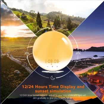 Smart Wake-up Light Somn WiFi zi de Lucru Ceas cu Alarmă cu 7 Culori Răsărit/Apus de soare de Viață Inteligentă Tuya APLICAȚIE Funcționează cu Alexa de Start Google