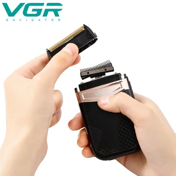 VGR aparat Electric de Ras pentru Bărbați Twin Blade Impermeabil cu Piston cu Acumulator aparat de Ras USB Reîncărcabilă de Ras Aparat de Tuns Frizerie